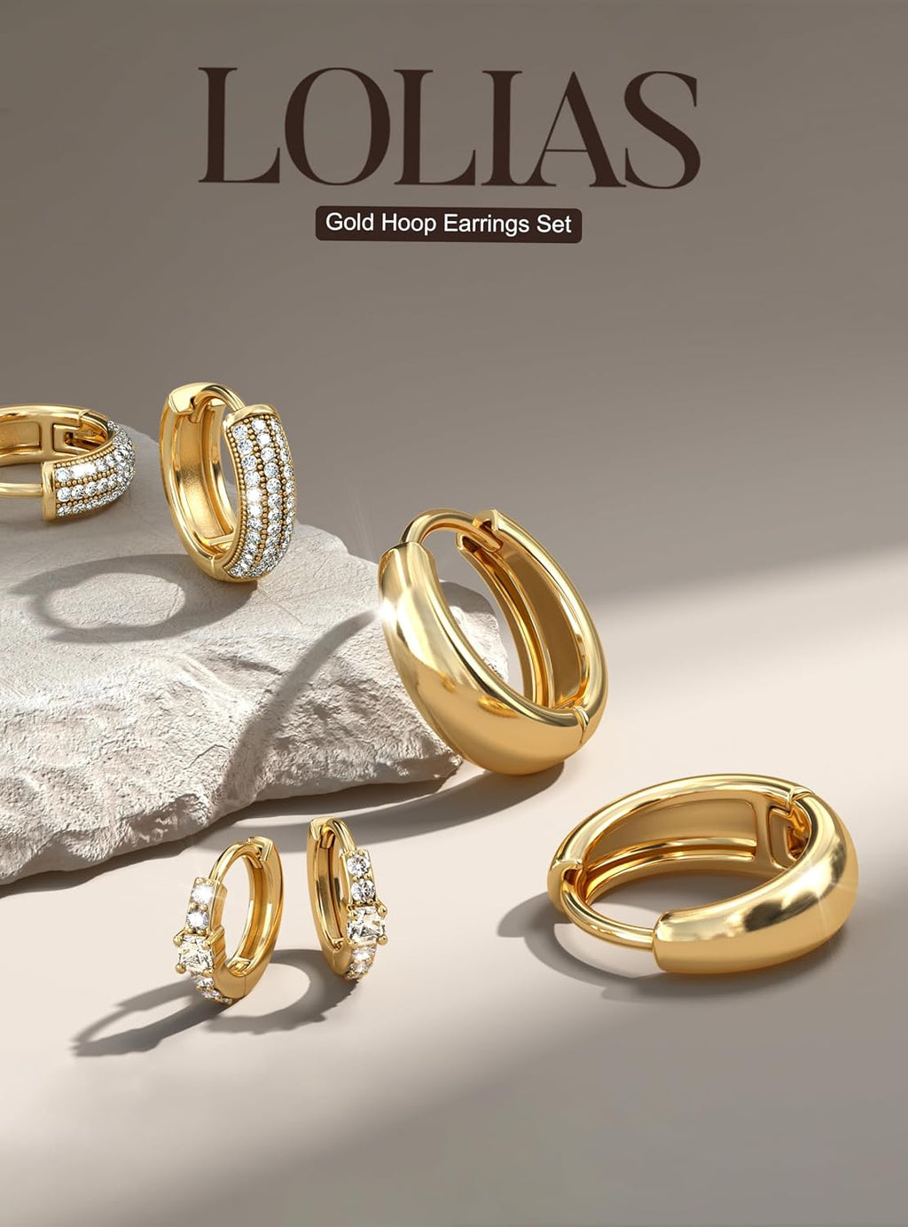ZYNORA™ 3-Pair Hoop Earring Set