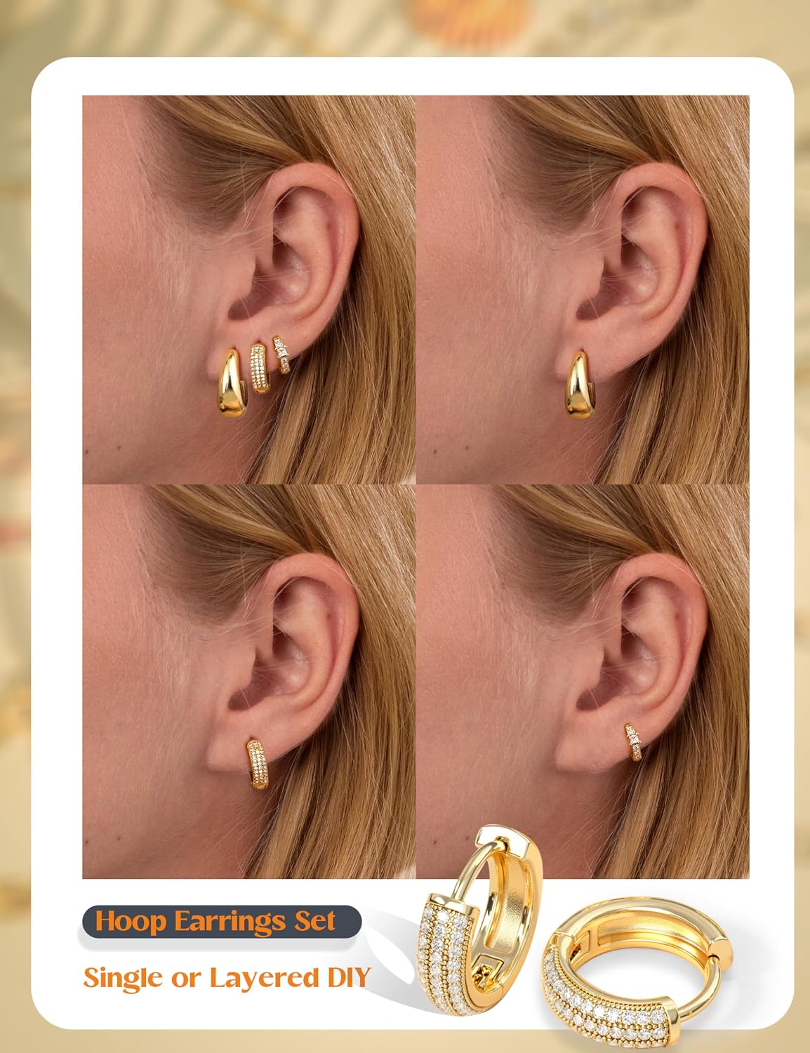 ZYNORA™ 3-Pair Hoop Earring Set