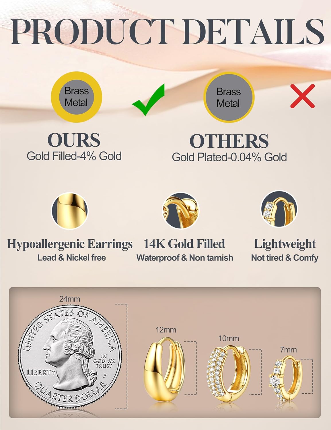 ZYNORA™ 3-Pair Hoop Earring Set