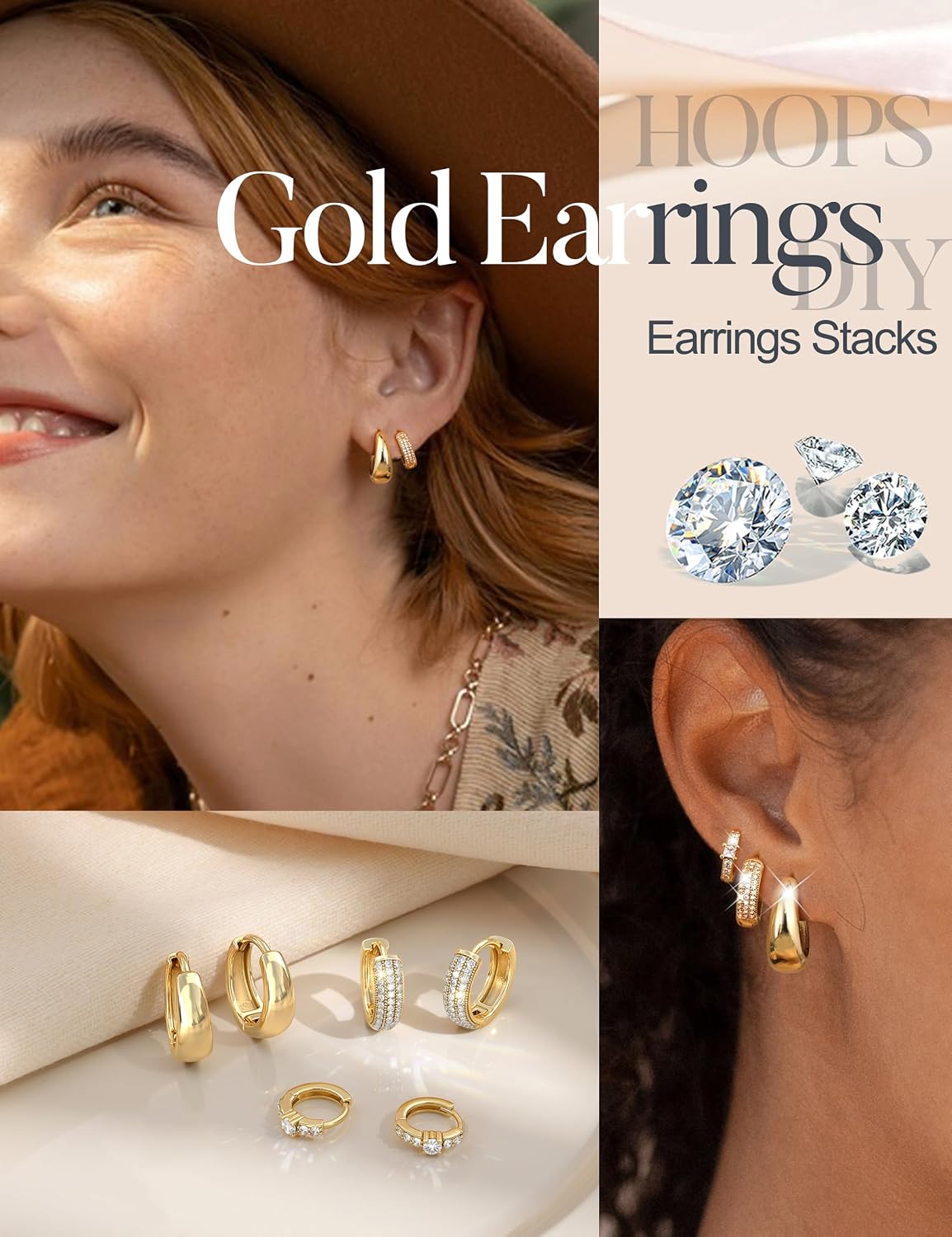 ZYNORA™ 3-Pair Hoop Earring Set